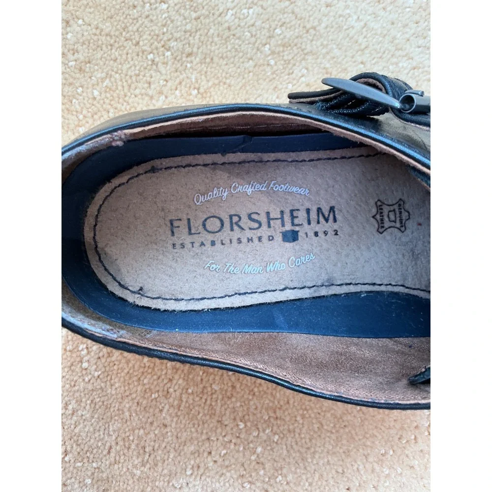 FLORSHEIM Mens Black Leather Double Monk Strap Versatile Loafers Shoes Sz 10.5 M